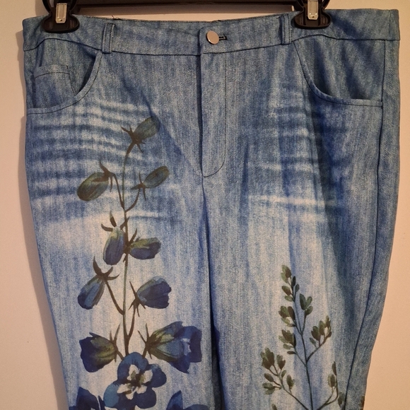 Floral Print Blue Pants - Picture 3 of 16